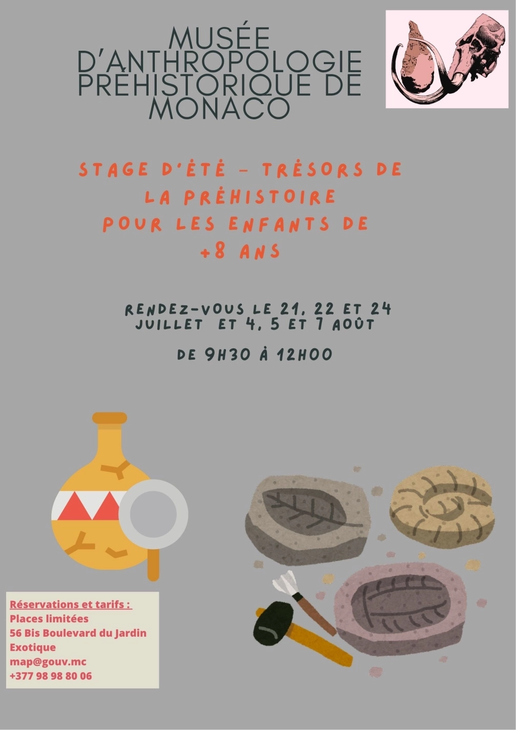 Stage d’été pour les enfants au Musée d’Anthropologie préhistorique de Monaco
