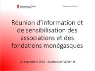Réunion d’information et de sensibilisation des associations et des fondations monégasques